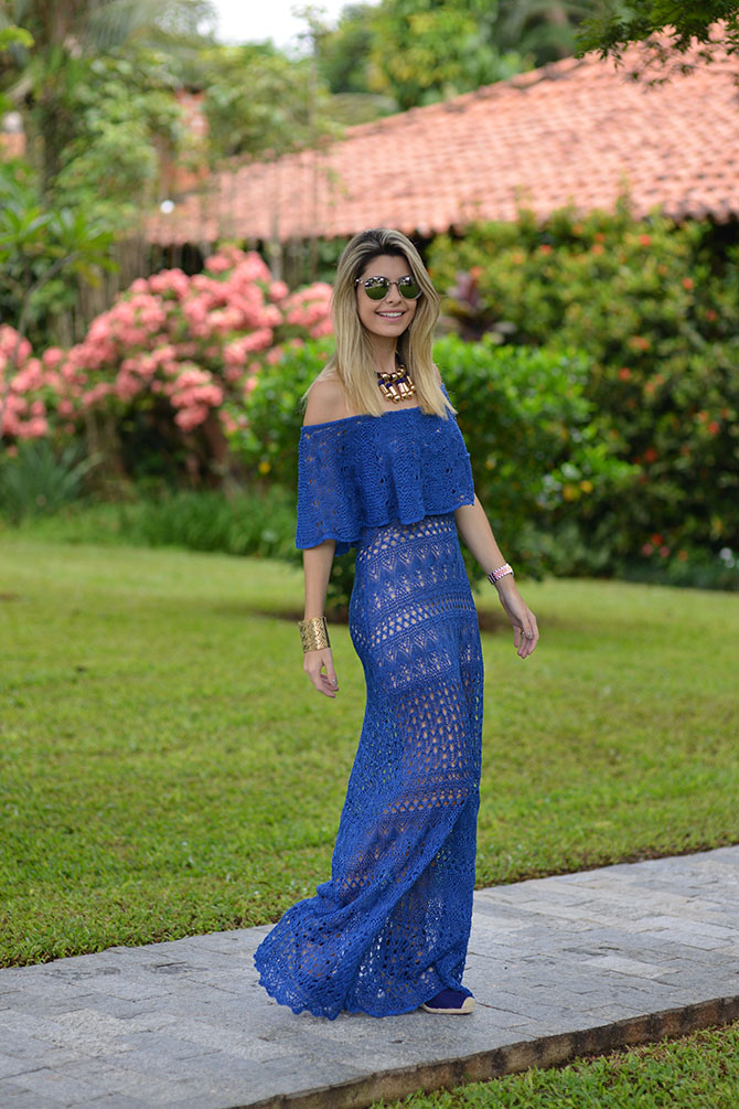 vestido azul tricot